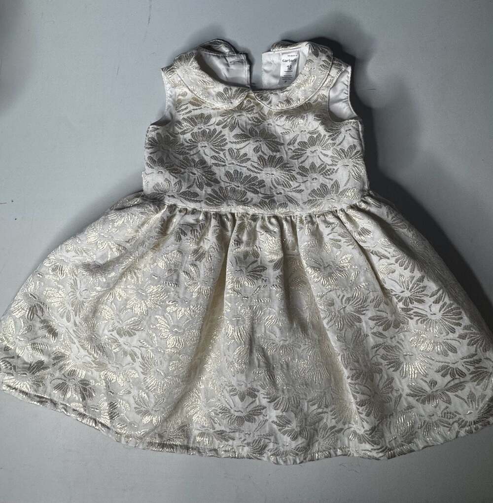 NWT Carter's Baby Girl 2 PC Shimmery Gold Holiday Dress 12 MTH